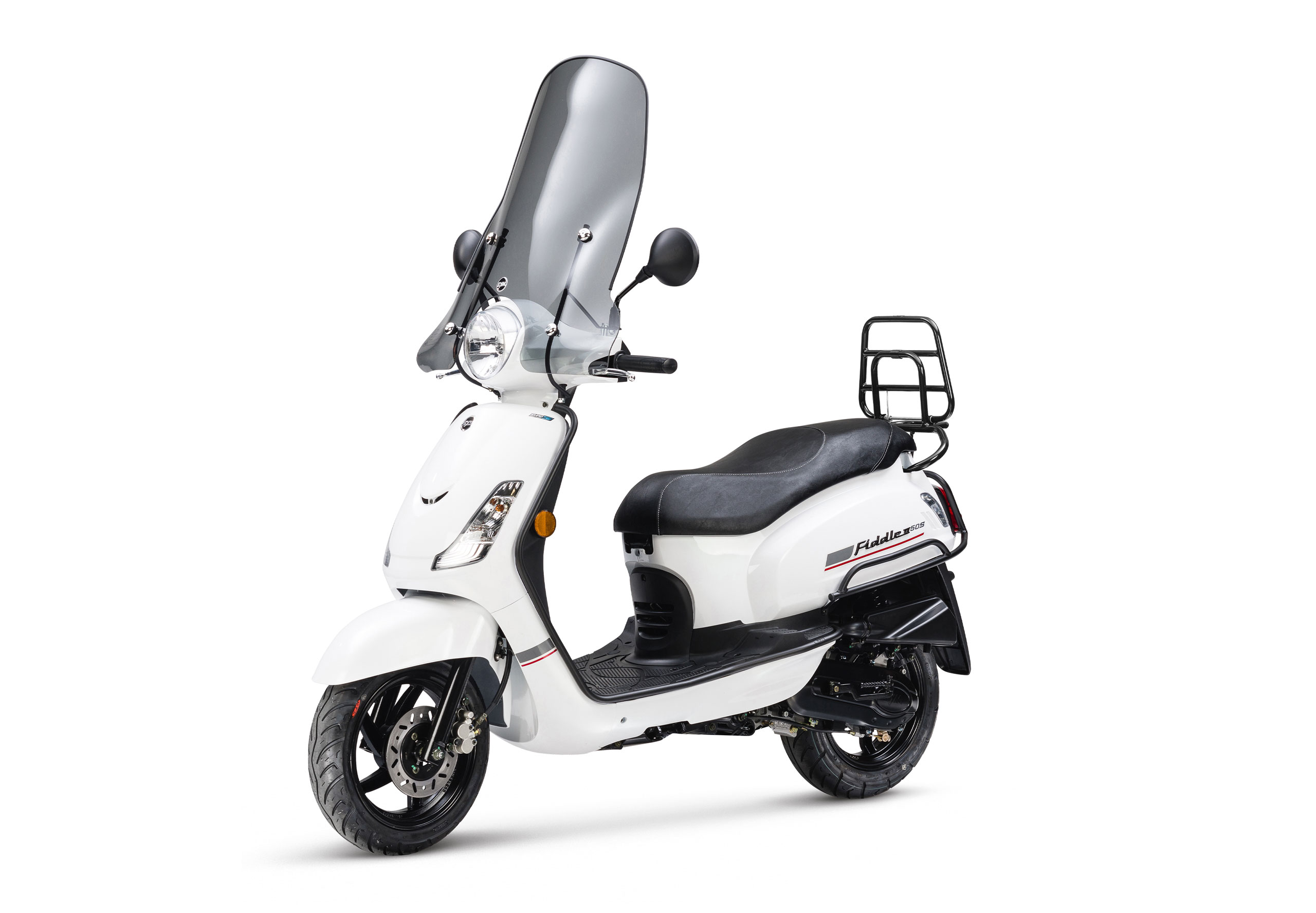 SYM FIDDLE II E5 ICY WHITE GRATIS WINDSCHERM+ ART 3 SLOT+Telefoonhouder -  Scootercenter